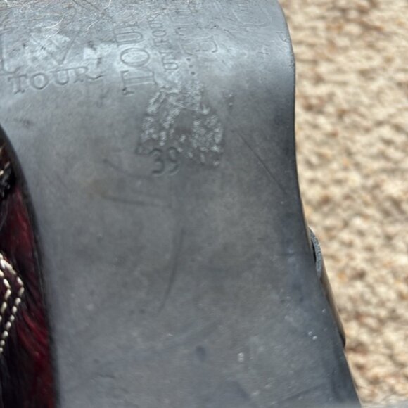 Un Tour en Ville leather Ankle Boots in Burgundy and Black size 39 - Picture 5 of 6